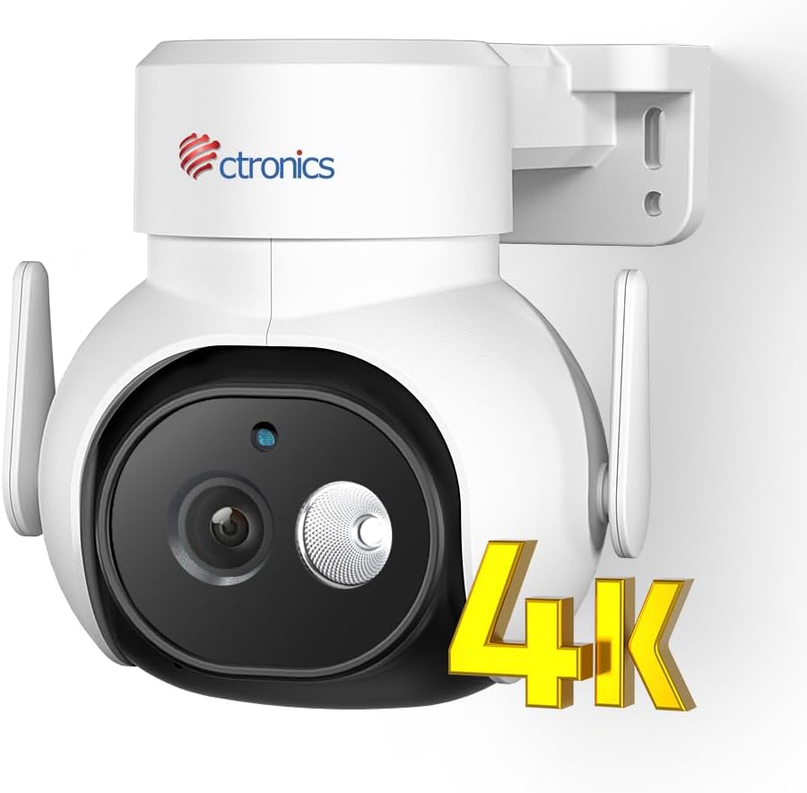 【 4K 画質・車両検知 】 Ctronics 防犯カメラ 4K 8MP AI人/ペット/ AI追跡機能 5GWi-F 256GBMicroSDカード 24時間常時録画 ONVIF/NVR/NAS対応 ナイトカラー 音光威嚇 APモード プリセット機能 スマホ/PC PTZ 遠隔操作 音声通話 家族共有 LANケール 防犯ステッカー付