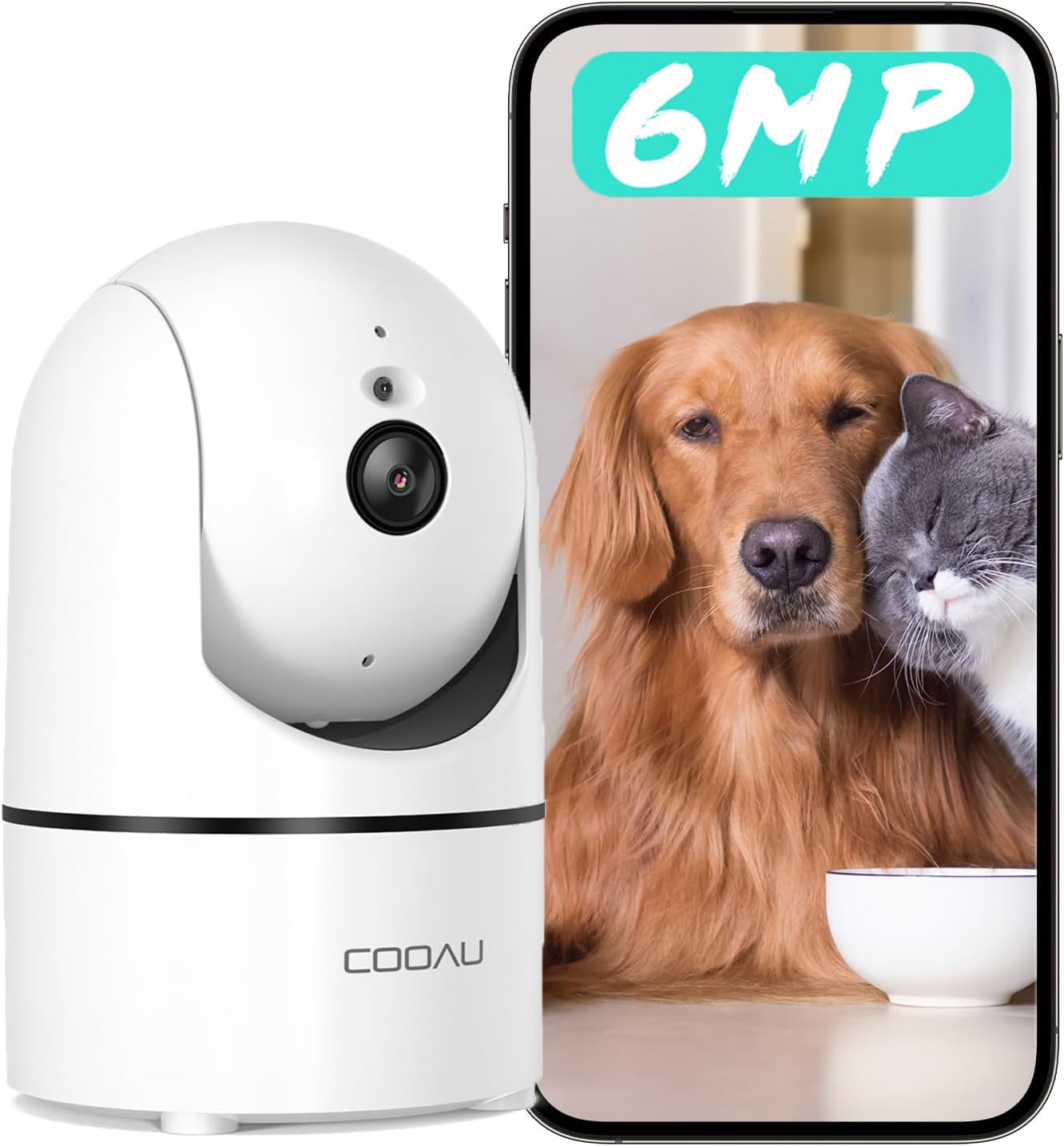 【進化600万画素・5GWi-Fi対応】COOAU ペットカメラ 見守りカメラ スマホ対応 可復元自動追尾 防犯カメラ 室内 高精度AI検知 12m暗視機能 監視カメラ iphone対応 留守番カメラ ネットワークカメラ 屋内 H.265 ベビ ーモニター双方向音声 PTZ機能 犬/猫/子供/老人介護 iOS